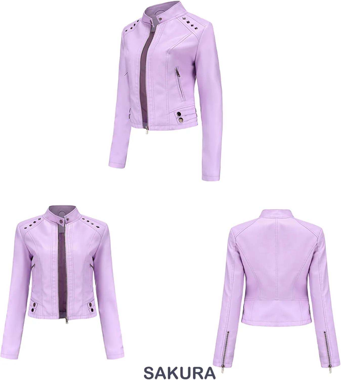 YMING Womens Faux Leather Zipper Jackets PU Motorcycle Coat Fall Plus Size Biker Outwear