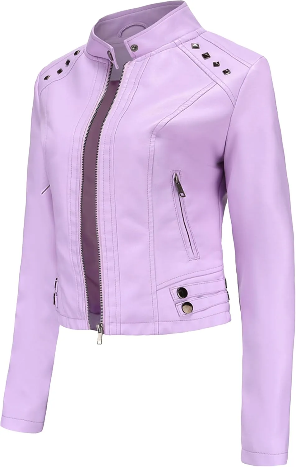 YMING Womens Faux Leather Zipper Jackets PU Motorcycle Coat Fall Plus Size Biker Outwear