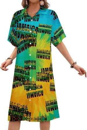 Zakqeik Maryland Flag Womens Button Down Shirt Dress Summer Short Sleeve Shift Dresses with Pockets