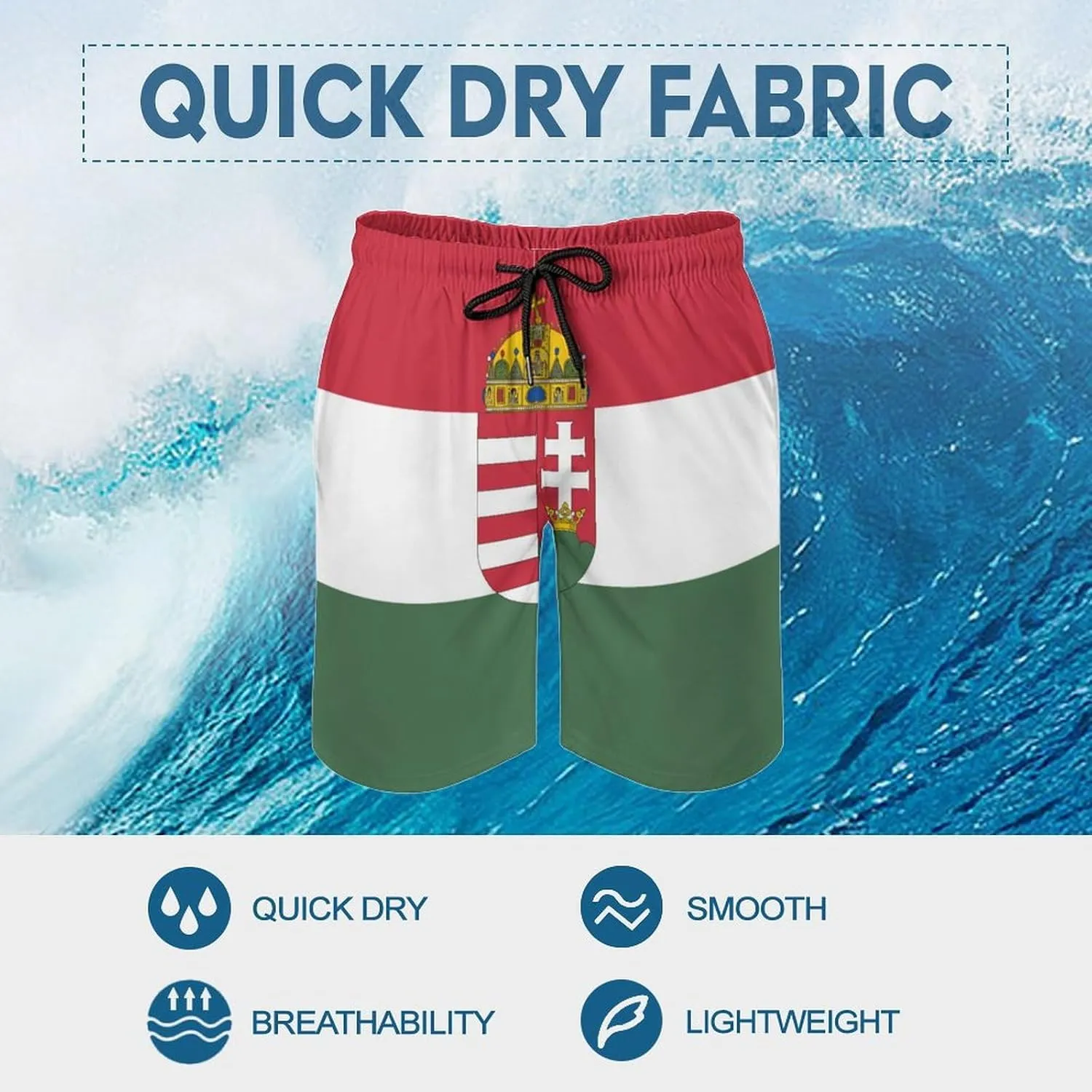 Zakqeik Men's Summer Guyana Flag Map Swim Trunks Quick Dry Surf Boardshorts Bathing Suit Shorts with Pockets