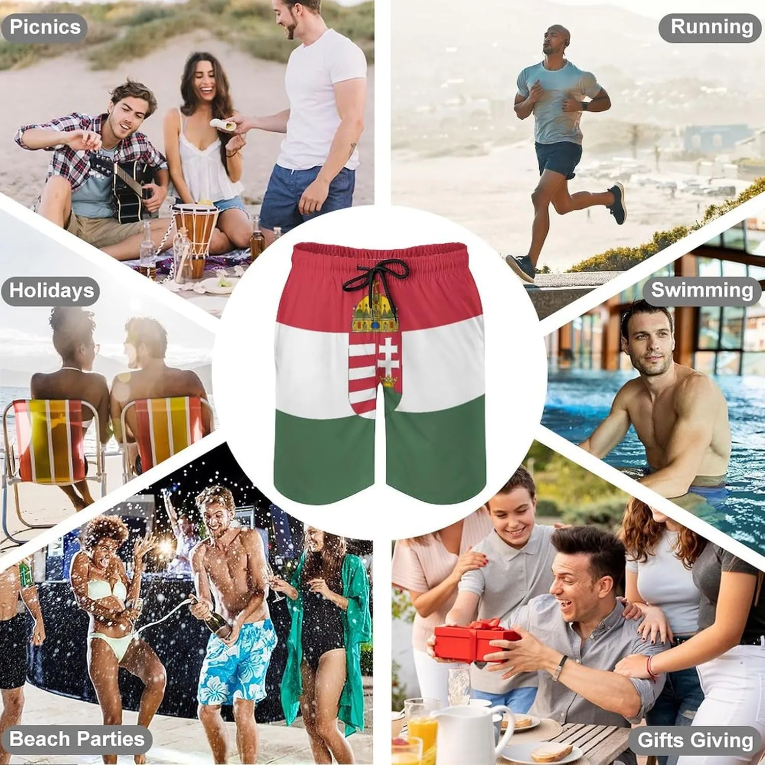 Zakqeik Men's Summer Guyana Flag Map Swim Trunks Quick Dry Surf Boardshorts Bathing Suit Shorts with Pockets