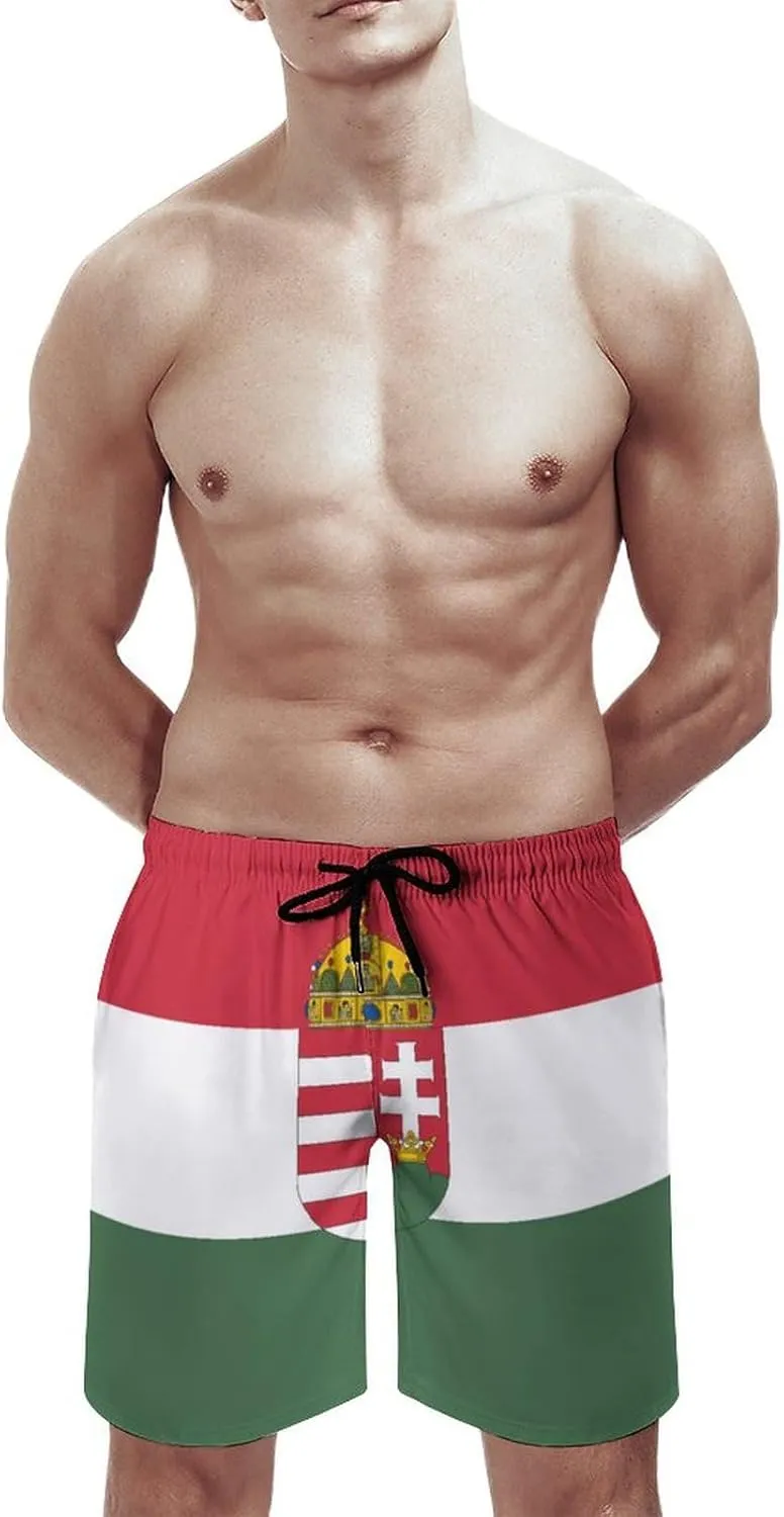Zakqeik Men's Summer Guyana Flag Map Swim Trunks Quick Dry Surf Boardshorts Bathing Suit Shorts with Pockets