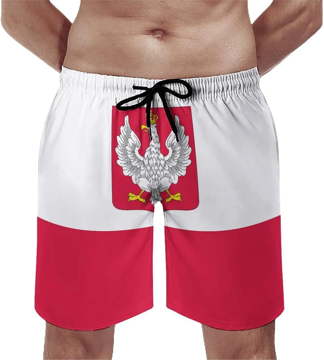 Zakqeik Slovakia Flag Mens Swim Trunks Quick Dry Swim Shorts with Pockets Funny Beach Shorts