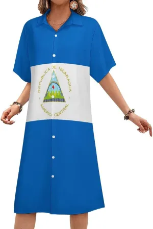 Zakqeik Ukraine Flag Womens Button Down Shirt Dress Summer Loose Short Sleeve Shift Dresses with Pockets