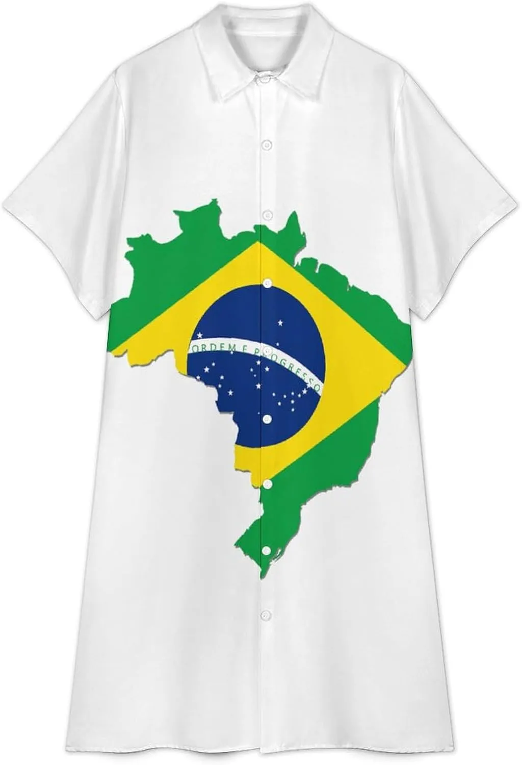 Zakqeik Women's Honduras Flag Shirt Dress Collar V-Neck Button Down Loose Short Sleeve Long Dresses