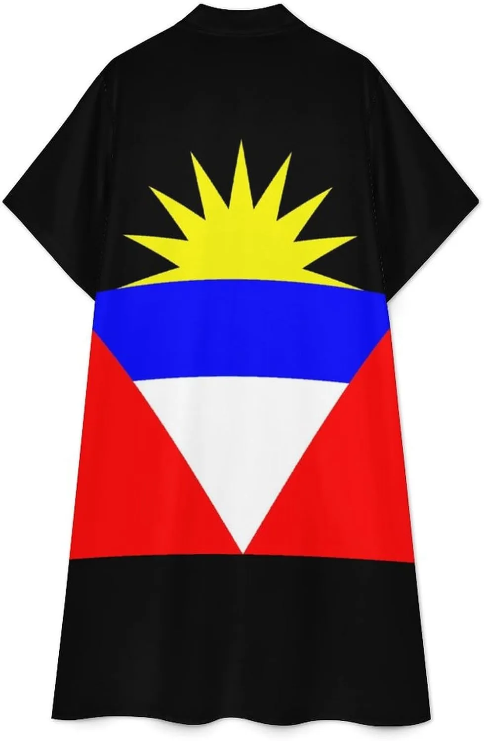 Zakqeik Women's Zimbabwe Flag Shirt Dress Collar V-Neck Button Down Loose Short Sleeve Long Dresses