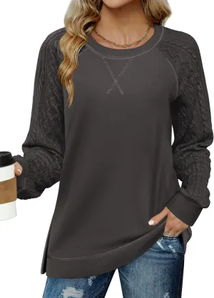 Zeagoo Womens Long Sleeve Shirts Lightweight Cable Knit Sleeve Shirts Trendy Fall Tunic Tops