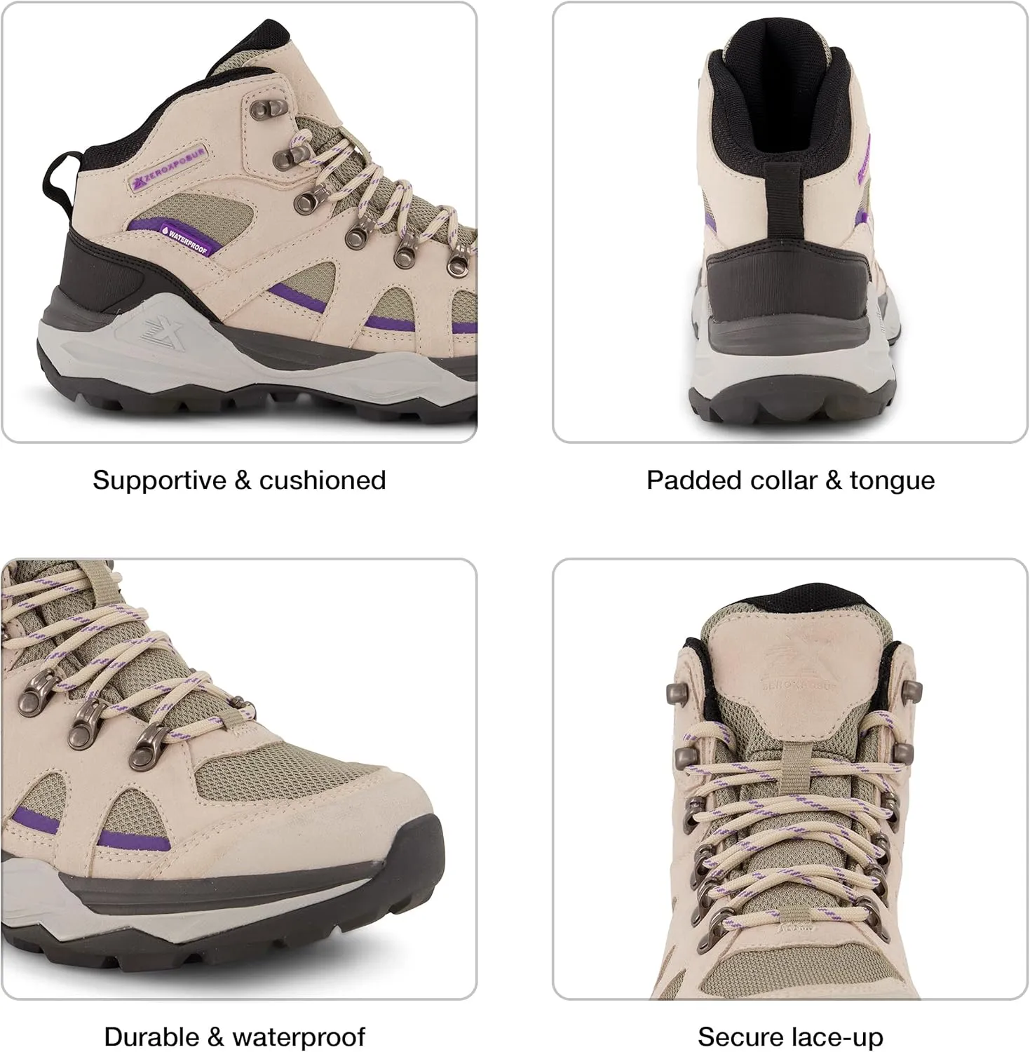 ZeroXposur Women's Colorado Mid Waterproof Hiking Boots - Waterproof Hiking Shoes for Women
