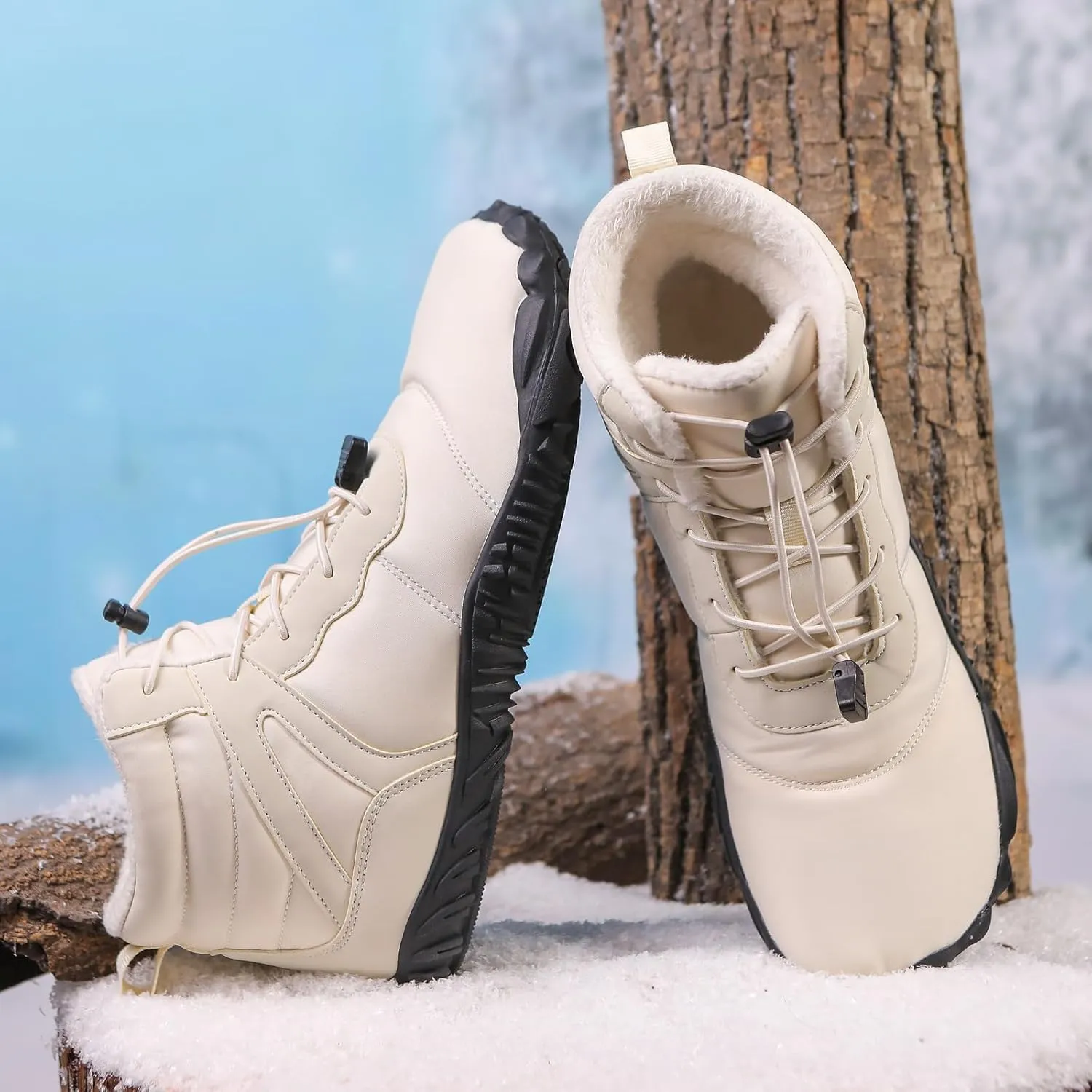 ZWRXW Winter Barefoot Shoes Women Men Hike Shoes Footwear Slip On Warm Zero Drop Snow Boot Minimalist Waterproof Shoe Wide Toe Barefoot Hiking Shoe Wide Toe Box Ankle Boots